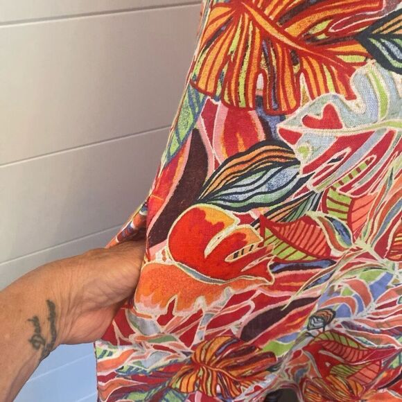 C&C California Linen Trapeze Dress Size Small, Tropical, - Picture 4 of 8